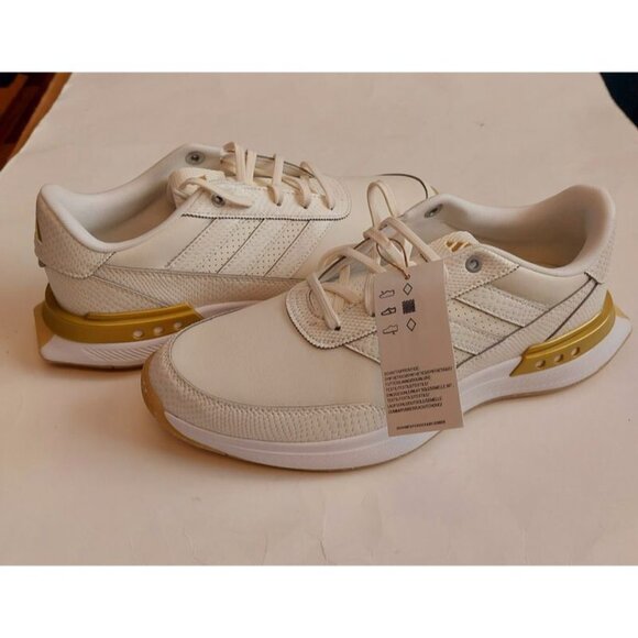 adidas Womens Size 9 S2G SL LEATHER 25 Spikeless Golf Shoes Off White Gold - Picture 9 of 9